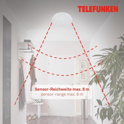 Telefunken 601706TF - LED Плафон със сензор LED/12W/230V Ø 27 см