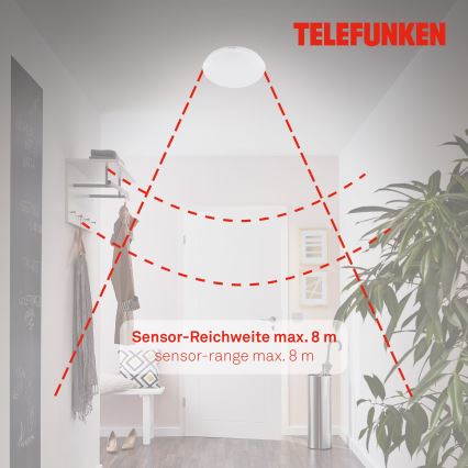 Telefunken 602006TF - LED Плафон за баня със сензор LED/15W/230V IP44 4000K