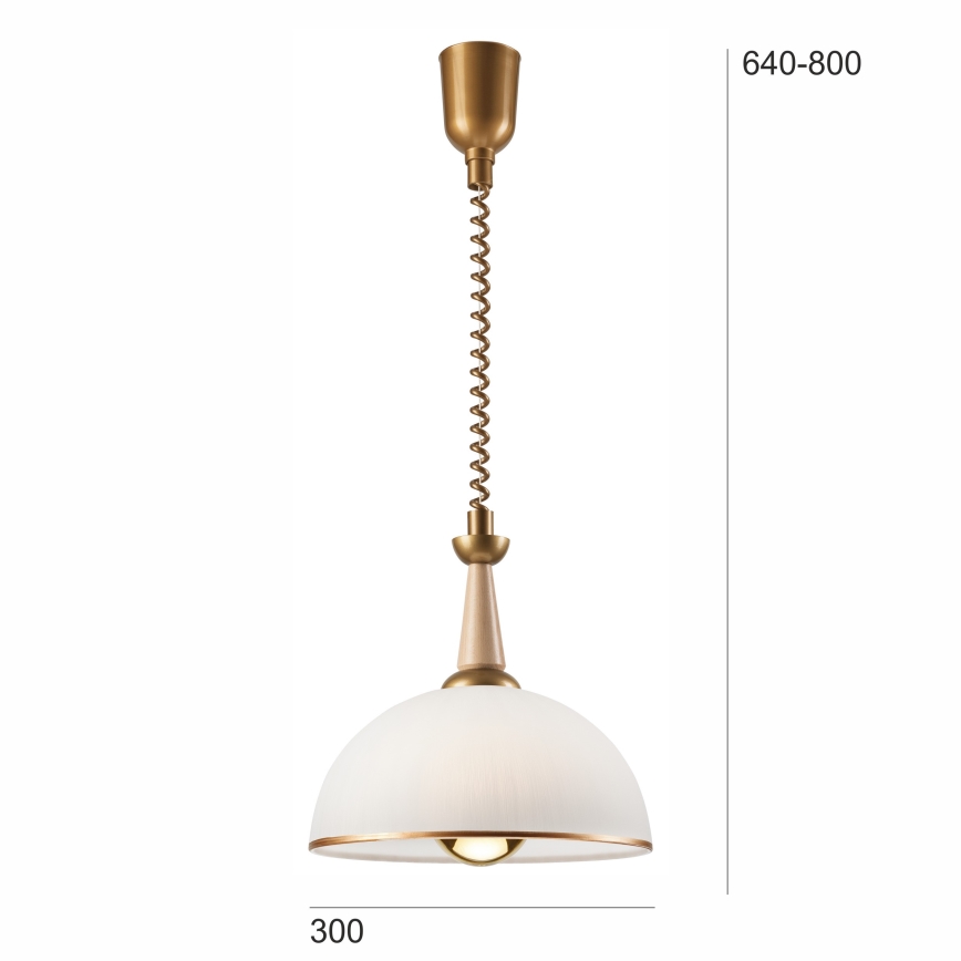 Телескопичен полилей CHIARA 1xE27/60W/230V бежов/бук