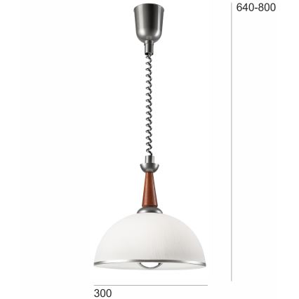 Телескопичен полилей CHIARA 1xE27/60W/230V сребрист/кафяв/бук