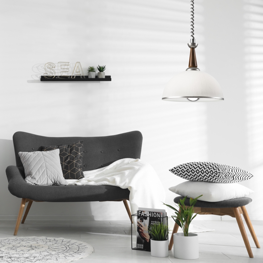 Телескопичен полилей CHIARA 1xE27/60W/230V сребрист/тъмнокафяв/бук