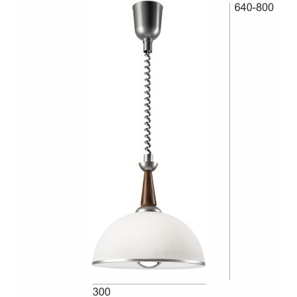 Телескопичен полилей CHIARA 1xE27/60W/230V сребрист/тъмнокафяв/бук