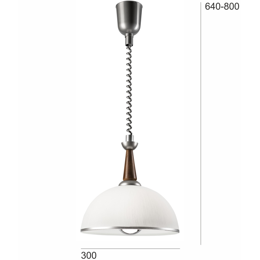 Телескопичен полилей CHIARA 1xE27/60W/230V сребрист/тъмнокафяв/бук