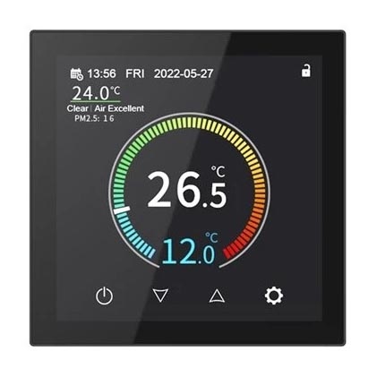 Термостат за вграждане 230 V, черен, с Wi‑Fi (Tuya)