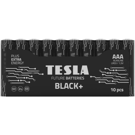 Tesla Batteries - 10 бр. Алкална батерия AAA BLACK+ 1,5V