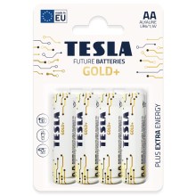 Tesla Batteries - 4 бр. Алкална батерия AA GOLD+ 1,5V