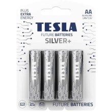 Tesla Batteries - 4 бр. Алкална батерия AA SILVER+ 1,5V