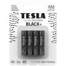 Tesla Batteries - 4 бр. Алкална батерия AAA BLACK+ 1,5V