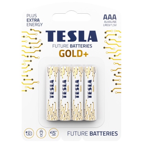 Tesla Batteries - 4 бр. Алкална батерия AAA GOLD+ 1,5V