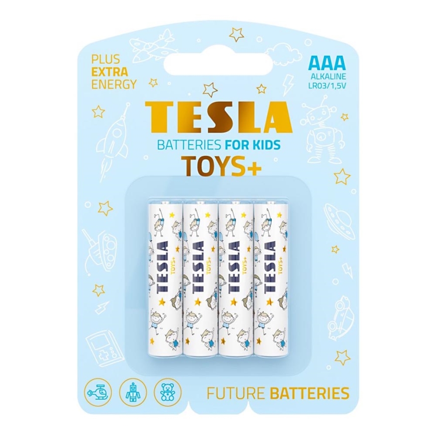 Tesla Batteries - 4 бр. Алкална батерия AAA TOYS+ 1,5V 1300 mAh