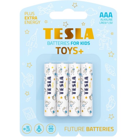 Tesla Batteries - 4 бр. Алкална батерия AAA TOYS+ 1,5V
