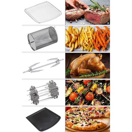 TESLA Electronics AirCook & Grill - Мултифункционален дигитален смарт фритюрник с горещ въздух 12 l 1800W/230V