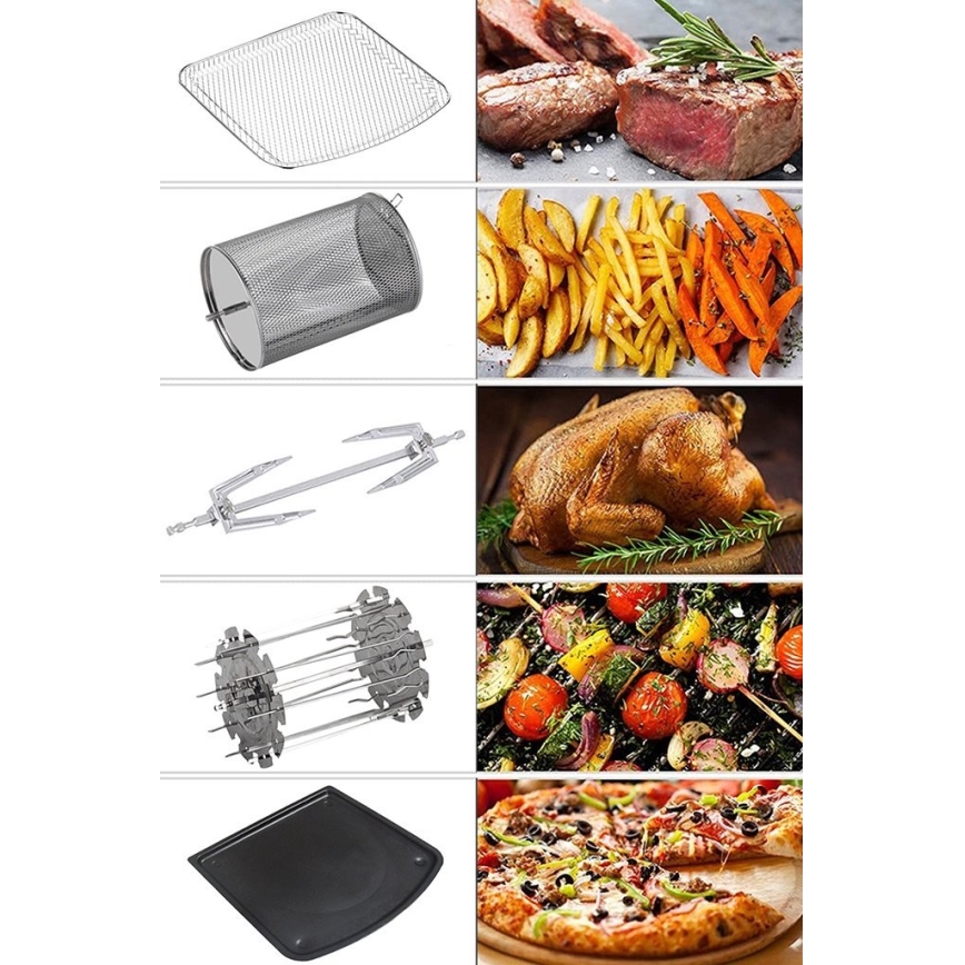 TESLA Electronics AirCook & Grill - Мултифункционален дигитален смарт фритюрник с горещ въздух 12 l 1800W/230V