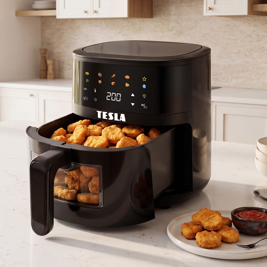 TESLA Electronics AirCook - Фритюрница с горещ въздух 4,4 л 1450 W/230 V черна