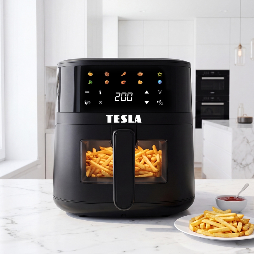 TESLA Electronics AirCook - Фритюрница с горещ въздух 4,4 л 1450 W/230 V черна