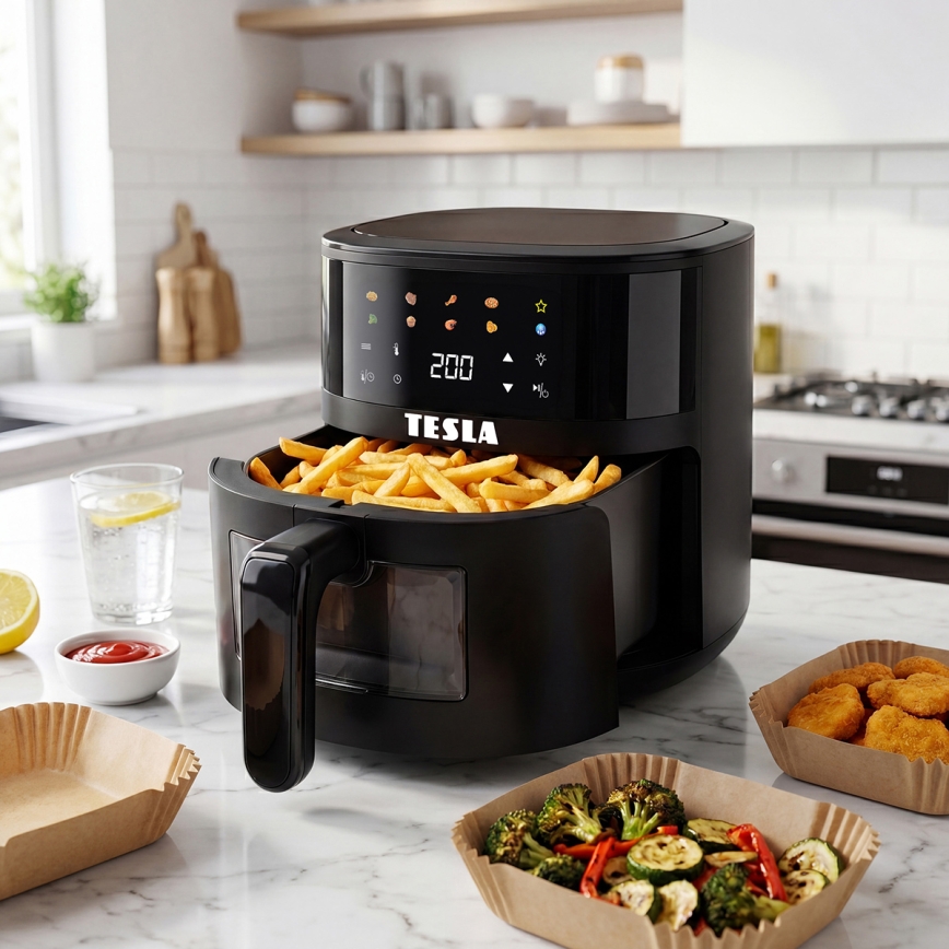 TESLA Electronics AirCook - Фритюрница с горещ въздух 4,4 л 1450 W/230 V черна