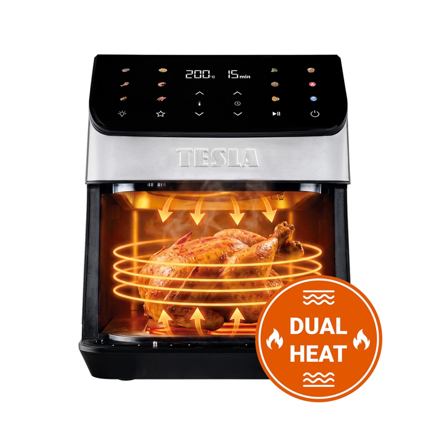 TESLA Electronics AirCook - фритюрник с горещ въздух 6,5 л 2100W/230V матов хром/черен