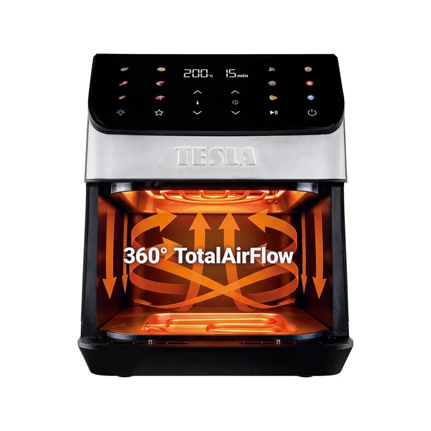 TESLA Electronics AirCook - фритюрник с горещ въздух 6,5 л 2100W/230V матов хром/черен