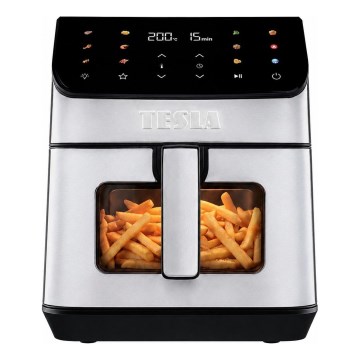 TESLA Electronics AirCook - фритюрник с горещ въздух 6,5 л 2100W/230V матов хром/черен