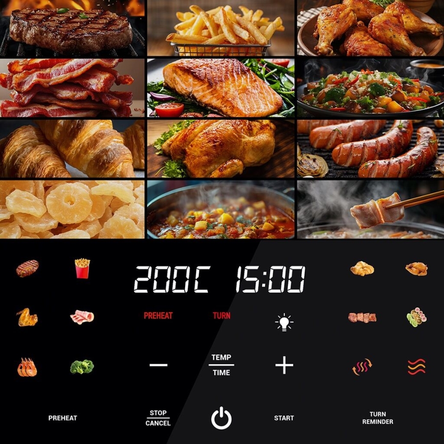 TESLA Electronics AirCook - Интелигентен многофункционален дигитален фритюрник с горещ въздух 9 l 1700W/230V Wi-Fi