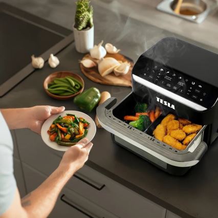 TESLA Electronics AirCook - Многофункционален двоен дигитален фритюрник с горещ въздух 10 l 2400W/230V