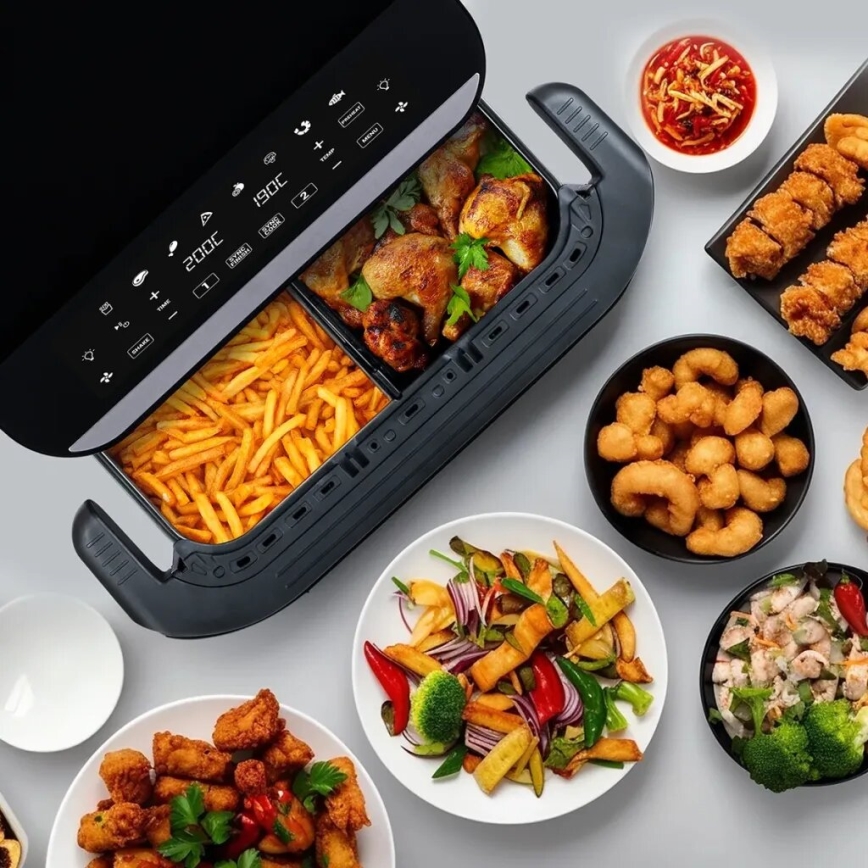 TESLA Electronics AirCook - Многофункционален двоен дигитален фритюрник с горещ въздух 10 l 2400W/230V