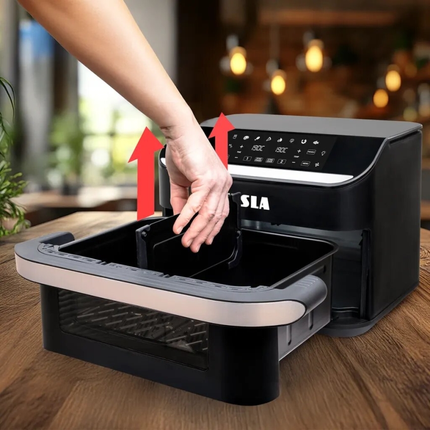 TESLA Electronics AirCook - Многофункционален двоен дигитален фритюрник с горещ въздух 10 l 2400W/230V