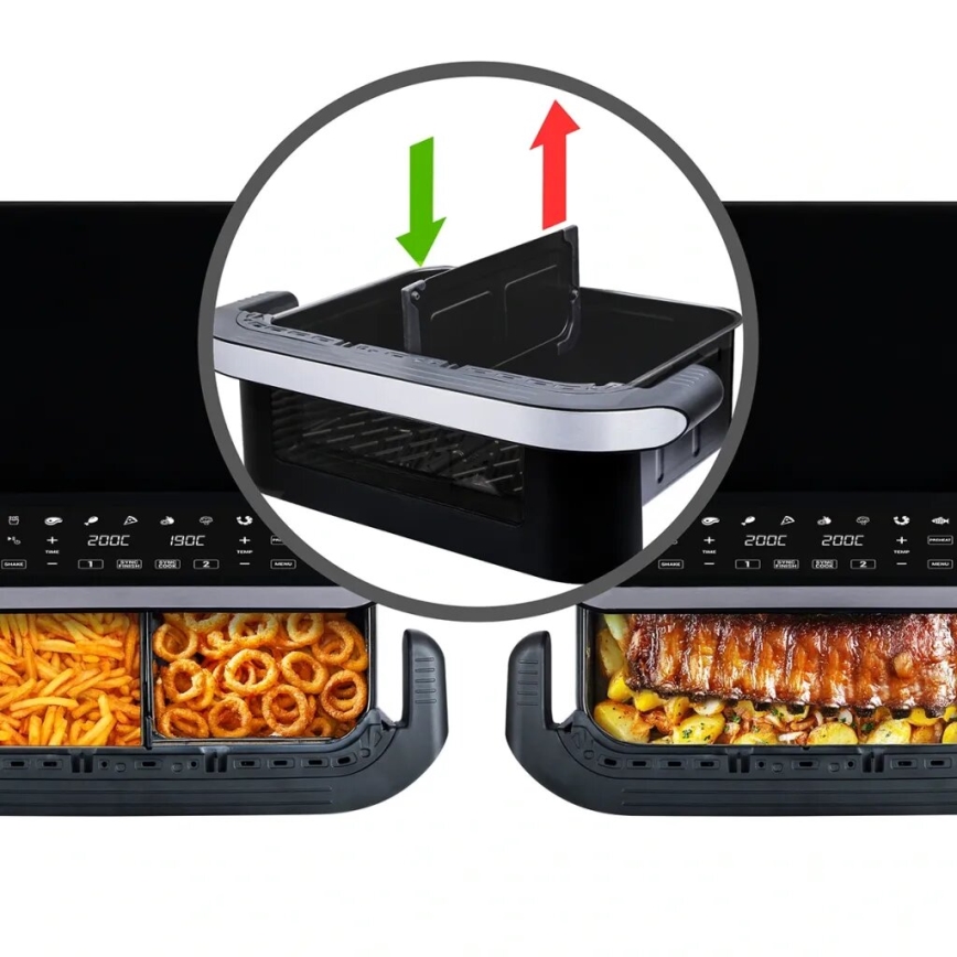 TESLA Electronics AirCook - Многофункционален двоен дигитален фритюрник с горещ въздух 10 l 2400W/230V