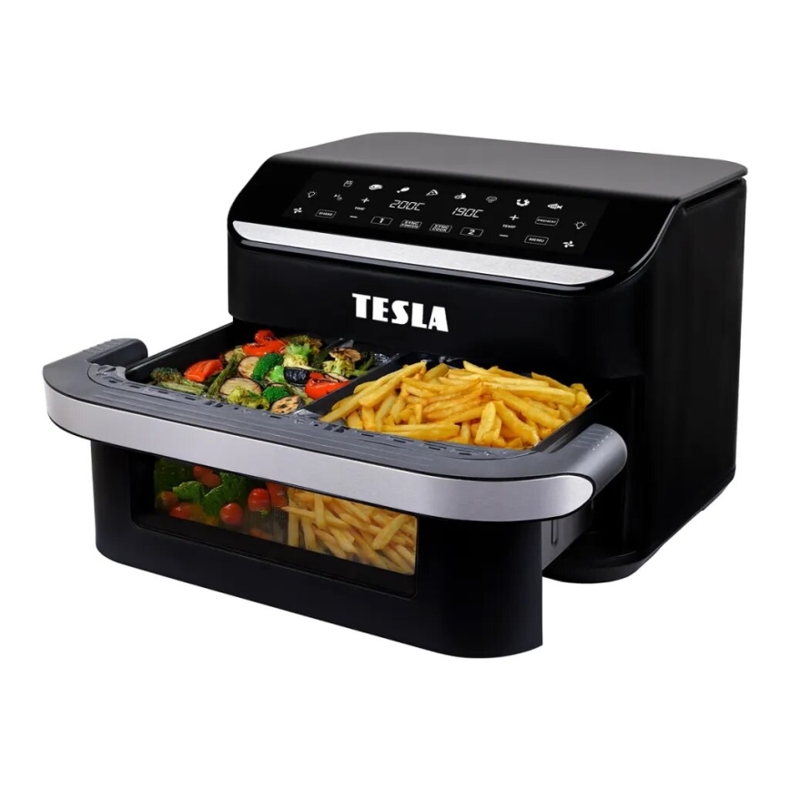 TESLA Electronics AirCook - Многофункционален двоен дигитален фритюрник с горещ въздух 10 l 2400W/230V
