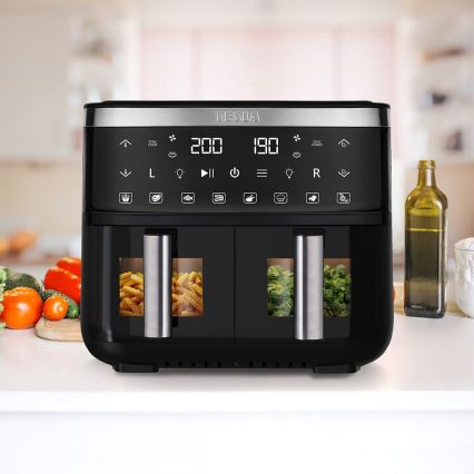 TESLA Electronics AirCook - Многофункционален двоен дигитален фритюрник с горещ въздух 7,6 l 2850W/230V