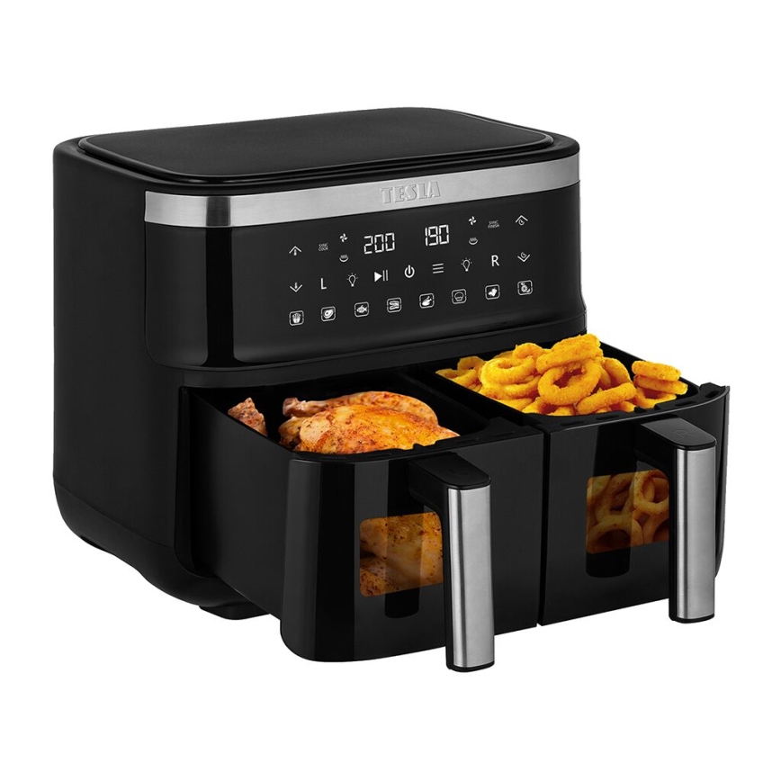 TESLA Electronics AirCook - Многофункционален двоен дигитален фритюрник с горещ въздух 7,6 l 2850W/230V
