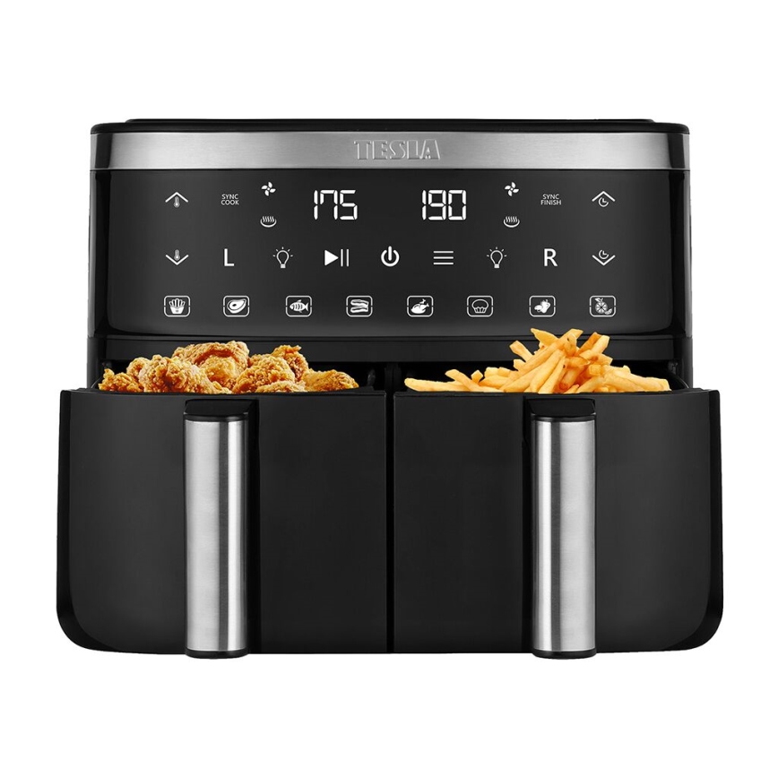 TESLA Electronics AirCook - Многофункционален двоен дигитален фритюрник с горещ въздух 7,6 l 2850W/230V
