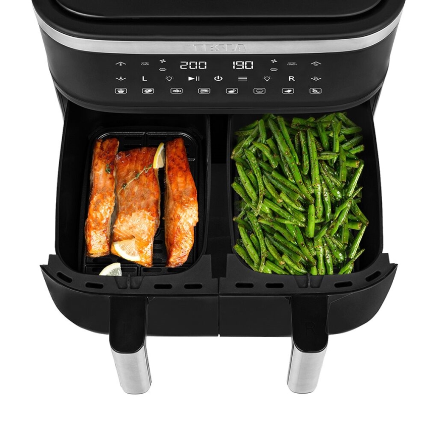 TESLA Electronics AirCook - Многофункционален двоен дигитален фритюрник с горещ въздух 7,6 l 2850W/230V