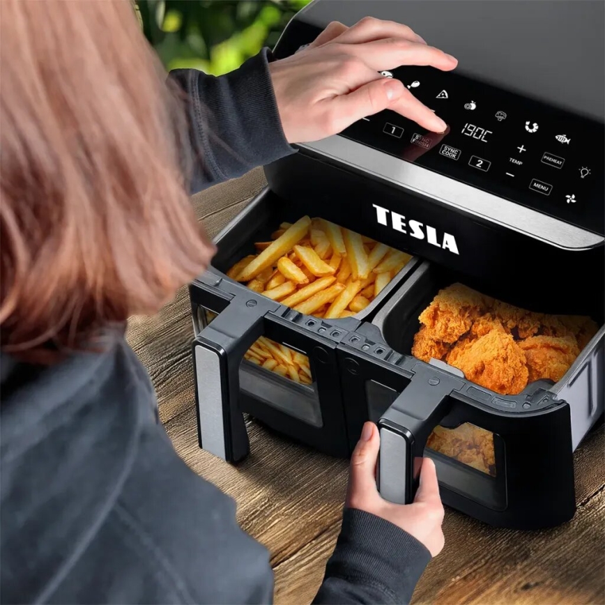 TESLA Electronics AirCook - Многофункционален двоен дигитален фритюрник с горещ въздух 9 l 2400W/230V