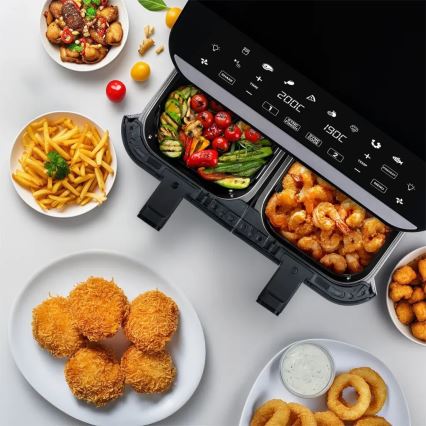 TESLA Electronics AirCook - Многофункционален двоен дигитален фритюрник с горещ въздух 9 l 2400W/230V
