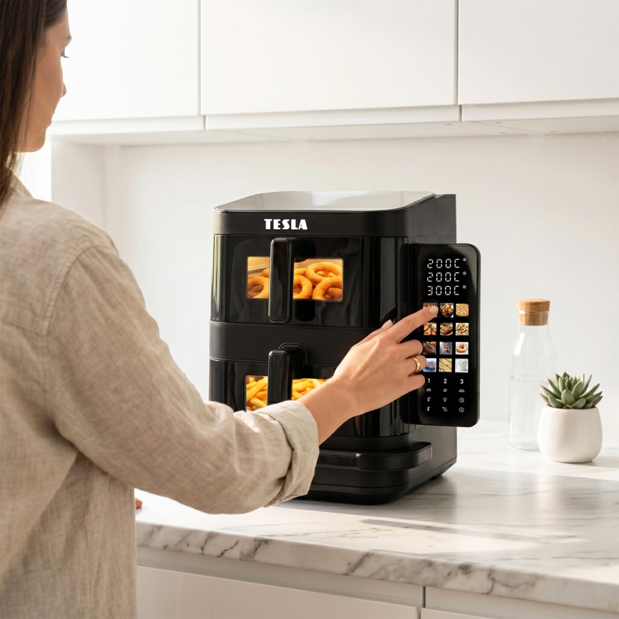 TESLA Electronics AirCook - Тризонова въздушна фритюрница 14,5 l 2800W/230V черна