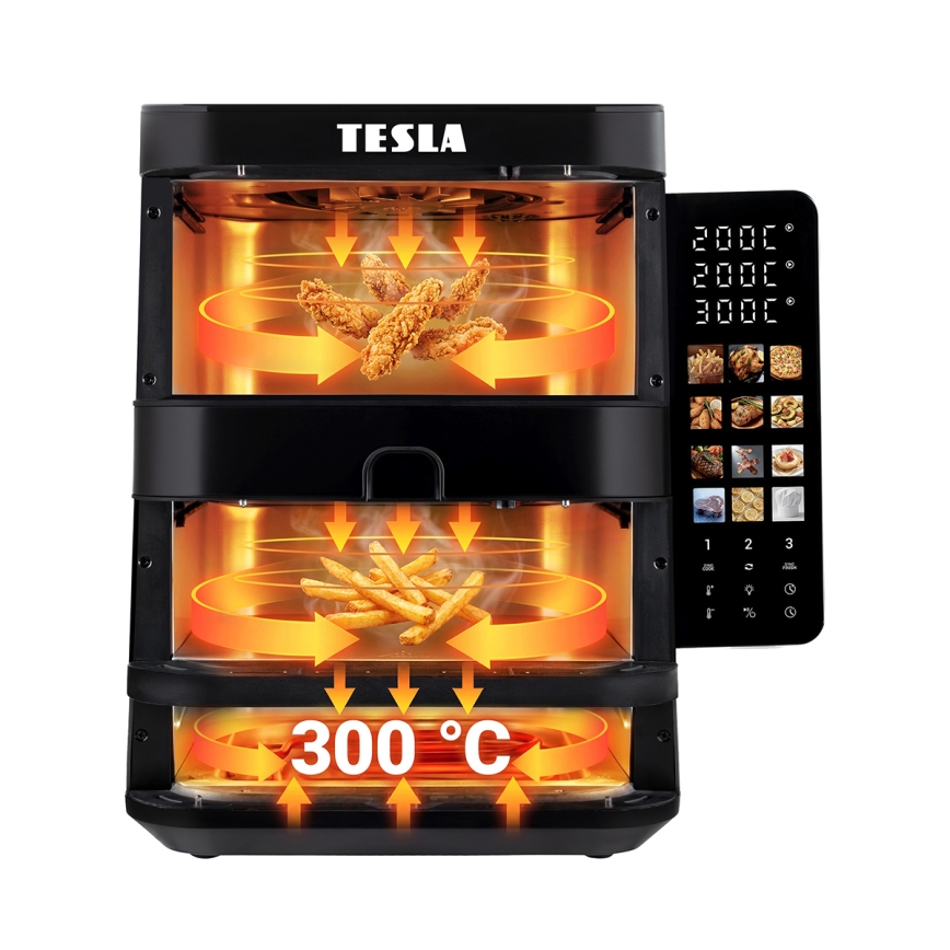 TESLA Electronics AirCook - Тризонова въздушна фритюрница 14,5 l 2800W/230V черна