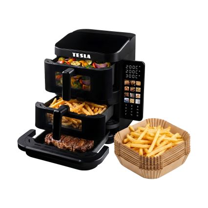 TESLA Electronics AirCook - Тризонова въздушна фритюрница 14,5 l 2800W/230V черна