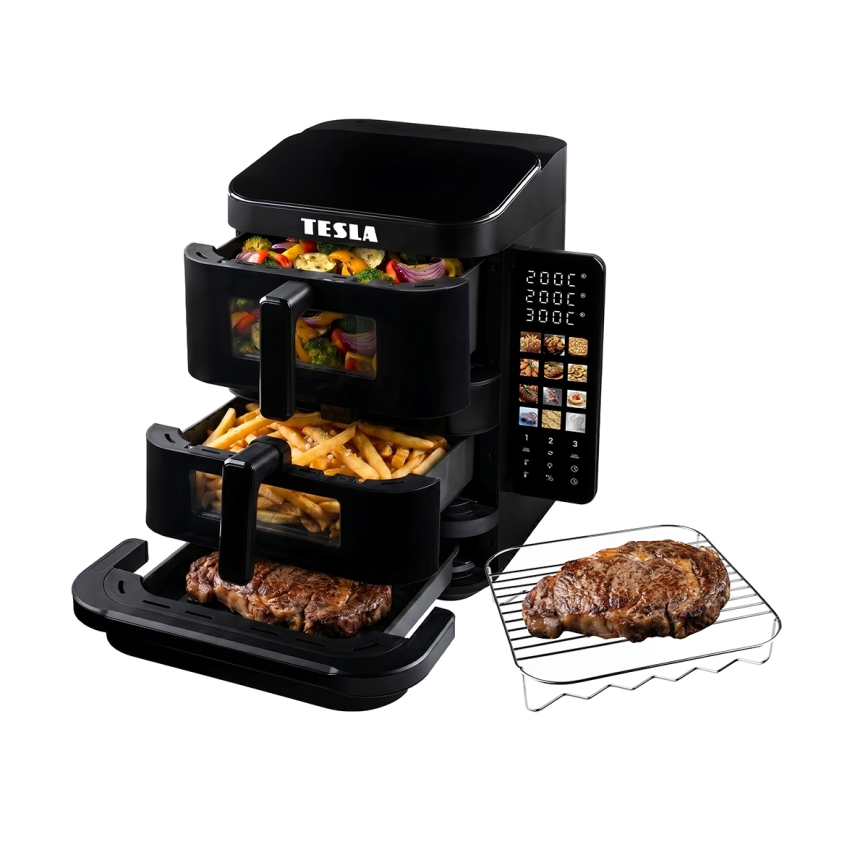 TESLA Electronics AirCook - Тризонова въздушна фритюрница 14,5 l 2800W/230V черна