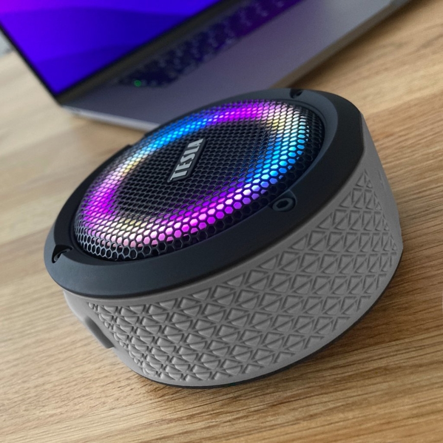 TESLA Electronics - LED RGB Безжична колонка 5W/1200 mAh/3,7V IPX7 сив