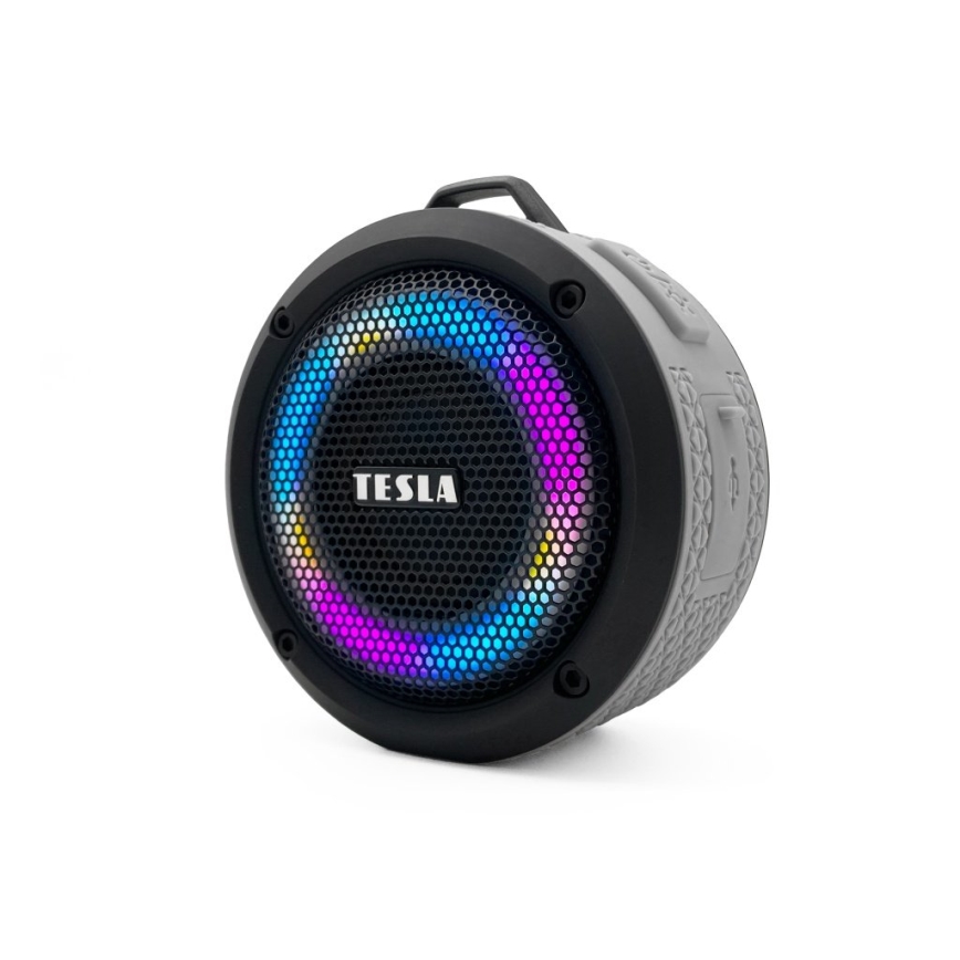 TESLA Electronics - LED RGB Безжична колонка 5W/1200 mAh/3,7V IPX7 сив