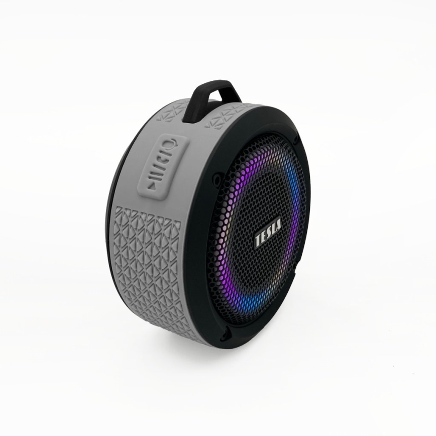 TESLA Electronics - LED RGB Безжична колонка 5W/1200 mAh/3,7V IPX7 сив
