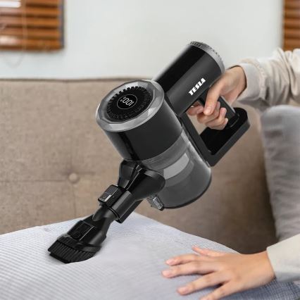 TESLA Electronics PureStar - Гъвкав безжичен прахосмукачка тип пръчка 2в1 150W/2200 mAh черен