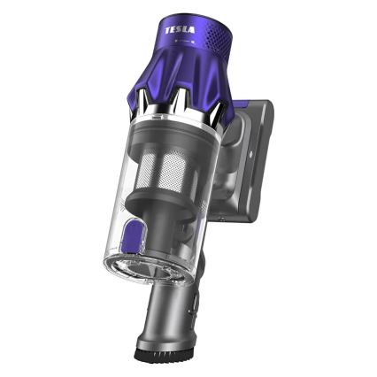 TESLA Electronics PureStar - Гъвкав безжичен прахосмукачка тип пръчка 2в1 250W/2200 mAh сив/лилав