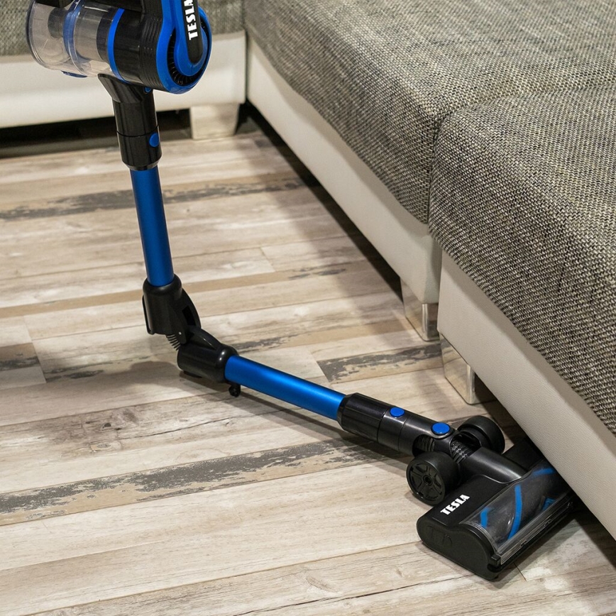 TESLA Electronics PureStar - Гъвкав безжичен прахосмукачка тип пръчка 3 в 1 300W/2200 mAh черно/синьо