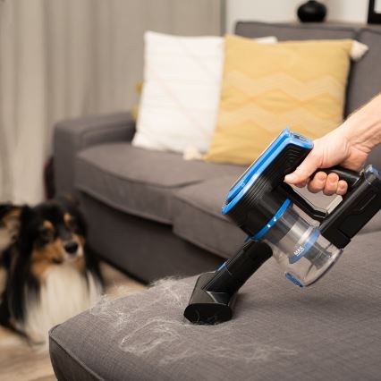 TESLA Electronics PureStar - Гъвкав безжичен прахосмукачка тип пръчка 3 в 1 300W/2200 mAh черно/синьо