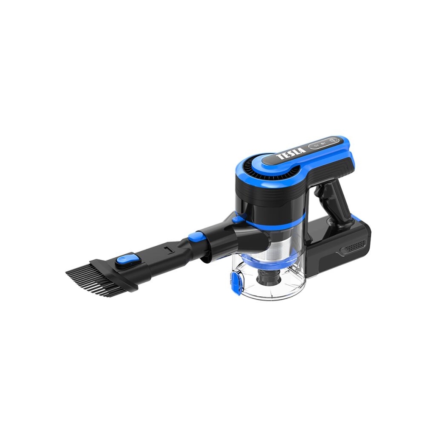 TESLA Electronics PureStar - Гъвкав безжичен прахосмукачка тип пръчка 3 в 1 300W/2200 mAh черно/синьо