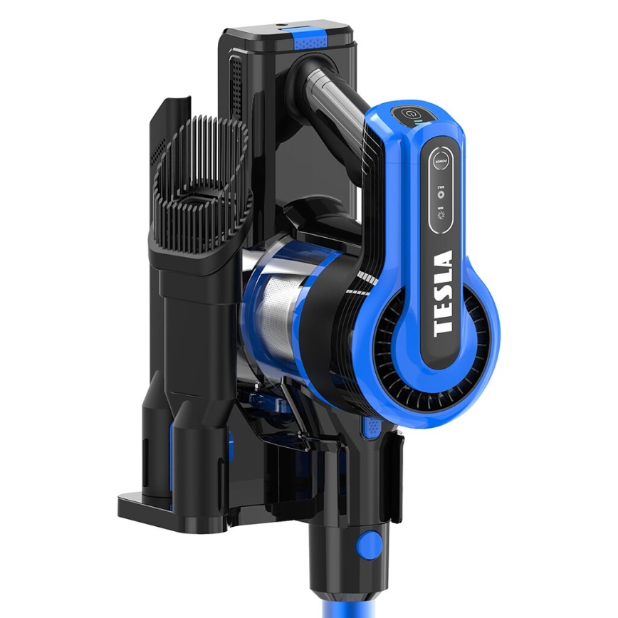 TESLA Electronics PureStar - Гъвкав безжичен прахосмукачка тип пръчка 3 в 1 300W/2200 mAh черно/синьо