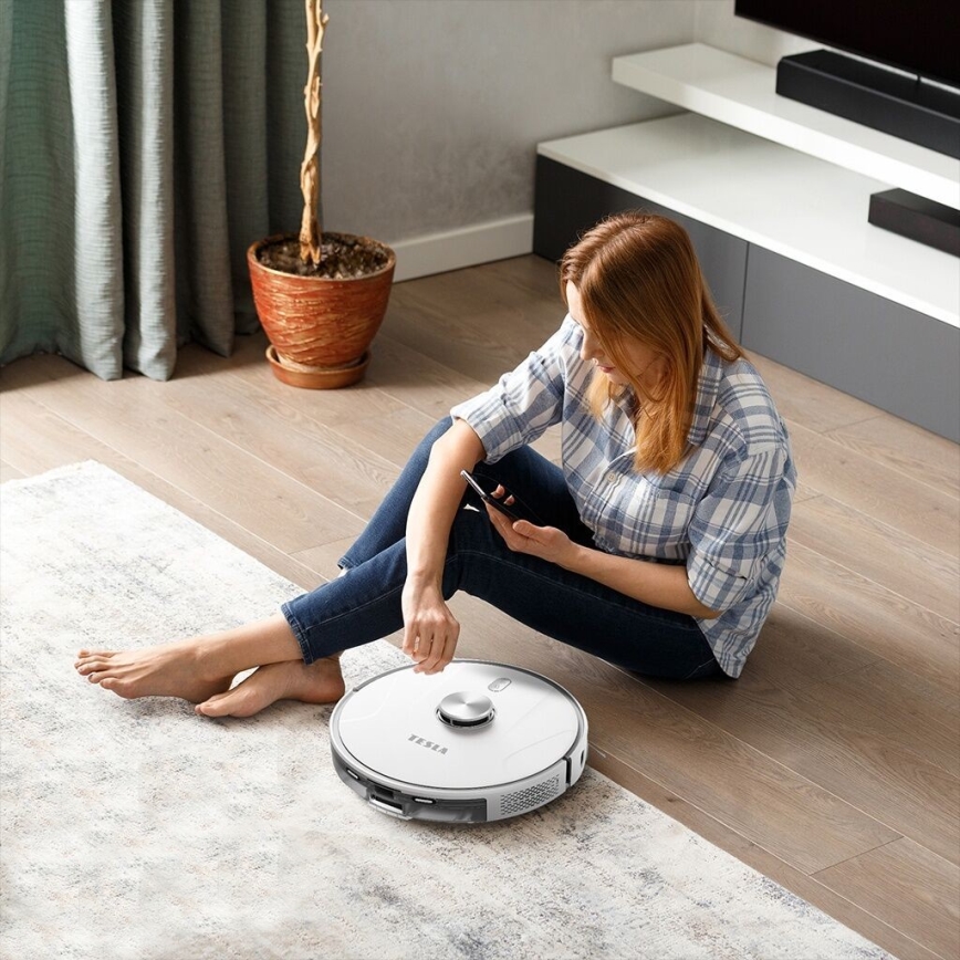 TESLA Electronics RoboStar - Умен роботизиран прахосмукачка 2в1 2600 mAh Wi-Fi бял
