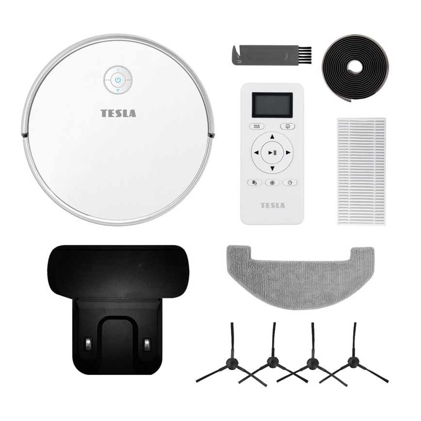 TESLA Electronics RoboStar - Интелигентна прахосмукачка робот 2в1 2600 mAh Wi-Fi бял + дистанционно управление